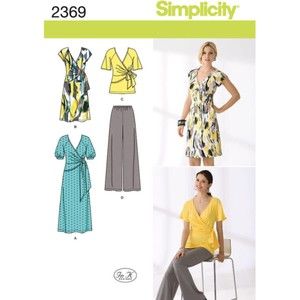 Simplicity 2369 Sewing Pattern -  Misses Wrap Dress, Wrap Tunic & Pants